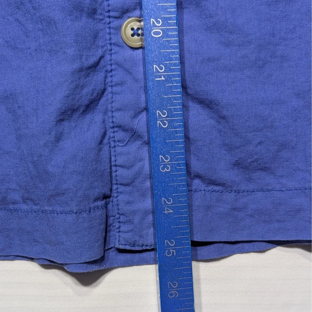 Maeve Anthropologie Blue Linen Blend Button‎ Front Tie Waist Midi Skirt Size 12